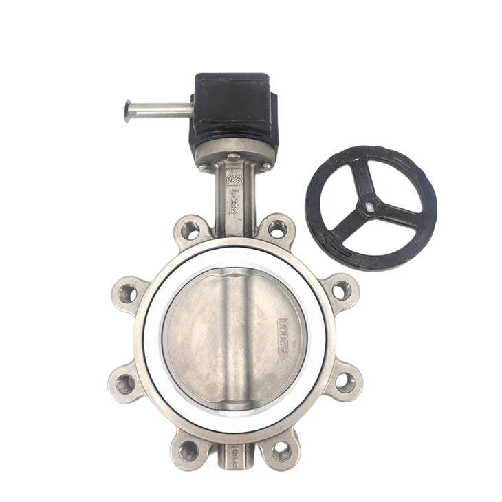 Válvula borboleta tipo PTFE com engrenagem helicoidal 316L